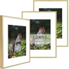 image:imageGolden State Art 11x14 Picture Frame 3 Pack  Aluminum Frames with 8x10 Removable Mats amp Real Glass Display 11x14 Posters or 8x10 Photos  Gold Gallery Wall Frames for Home Office DecorGold