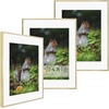 image:imageGolden State Art 11x14 Picture Frame 3 Pack  Aluminum Frames with 8x10 Removable Mats amp Real Glass Display 11x14 Posters or 8x10 Photos  Gold Gallery Wall Frames for Home Office DecorGold