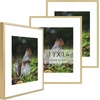 image:imageGolden State Art 11x14 Picture Frame 3 Pack  Aluminum Frames with 8x10 Removable Mats amp Real Glass Display 11x14 Posters or 8x10 Photos  Gold Gallery Wall Frames for Home Office DecorGold