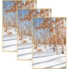image:imageGolden State Art 11x14 Picture Frame 3 Pack  Aluminum Frames with 8x10 Removable Mats amp Real Glass Display 11x14 Posters or 8x10 Photos  Gold Gallery Wall Frames for Home Office DecorGold