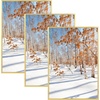 image:imageGolden State Art 11x14 Picture Frame 3 Pack  Aluminum Frames with 8x10 Removable Mats amp Real Glass Display 11x14 Posters or 8x10 Photos  Gold Gallery Wall Frames for Home Office DecorGold