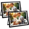image:imageGolden State Art 2 Pack 5x7 Inch Metal Picture Frames Floating Display for 4x6 3x5 Photos with Real Glass and PullOut Easel Stand for Tabletop Display Vertical  Rose GoldMatte Black