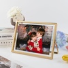 image:imageGolden State Art 2 Pack 5x7 Inch Metal Picture Frames Floating Display for 4x6 3x5 Photos with Real Glass and PullOut Easel Stand for Tabletop Display Vertical  Rose GoldLight Gold