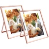 image:imageGolden State Art 2 Pack 5x7 Inch Metal Picture Frames Floating Display for 4x6 3x5 Photos with Real Glass and PullOut Easel Stand for Tabletop Display Vertical  Rose GoldRose Gold