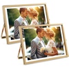 image:imageGolden State Art 2 Pack 5x7 Inch Metal Picture Frames Floating Display for 4x6 3x5 Photos with Real Glass and PullOut Easel Stand for Tabletop Display Vertical  Rose GoldLight Gold