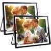 image:imageGolden State Art 2 Pack 5x7 Inch Metal Picture Frames Floating Display for 4x6 3x5 Photos with Real Glass and PullOut Easel Stand for Tabletop Display Vertical  Rose GoldMatte Black