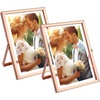image:imageGolden State Art 2 Pack 5x7 Inch Metal Picture Frames Floating Display for 4x6 3x5 Photos with Real Glass and PullOut Easel Stand for Tabletop Display Vertical  Rose GoldRose Gold