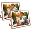 image:imageGolden State Art 2 Pack 5x7 Inch Metal Picture Frames Floating Display for 4x6 3x5 Photos with Real Glass and PullOut Easel Stand for Tabletop Display Vertical  Rose GoldRose Gold