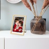 image:imageGolden State Art 2 Pack 5x7 Inch Metal Picture Frames Floating Display for 4x6 3x5 Photos with Real Glass and PullOut Easel Stand for Tabletop Display Vertical  Rose GoldLight Gold