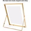 image:imageGolden State Art 2 Pack 5x7 Inch Metal Picture Frames Floating Display for 4x6 3x5 Photos with Real Glass and PullOut Easel Stand for Tabletop Display Vertical  Rose GoldLight Gold