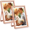 image:imageGolden State Art 2 Pack 5x7 Inch Metal Picture Frames Floating Display for 4x6 3x5 Photos with Real Glass and PullOut Easel Stand for Tabletop Display Vertical  Rose GoldRose Gold