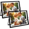 image:imageGolden State Art 2 Pack 5x7 Inch Metal Picture Frames Floating Display for 4x6 3x5 Photos with Real Glass and PullOut Easel Stand for Tabletop Display Vertical  Rose GoldMatte Black