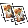 image:imageGolden State Art 2 Pack 5x7 Inch Metal Picture Frames Floating Display for 4x6 3x5 Photos with Real Glass and PullOut Easel Stand for Tabletop Display Vertical  Rose GoldMatte Black