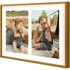 image:imageGolden State Art 4x6 Aluminum Collage Frame Displays 6x4 Pictures With 2 Openings Mat or One 8x10 Photo Real Glass PortraitLandscape WallTabletop Display Gold 1 PackBronze