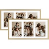 image:imageGolden State Art 4x6 Aluminum Collage Frame Displays 6x4 Pictures With 2 Openings Mat or One 8x10 Photo Real Glass PortraitLandscape WallTabletop Display Gold 1 PackGold