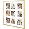 image:imageGolden State Art 4x6 Aluminum Collage Frame Displays 6x4 Pictures With 2 Openings Mat or One 8x10 Photo Real Glass PortraitLandscape WallTabletop Display Gold 1 PackGold