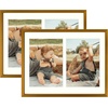 image:imageGolden State Art 4x6 Aluminum Collage Frame Displays 6x4 Pictures With 2 Openings Mat or One 8x10 Photo Real Glass PortraitLandscape WallTabletop Display Gold 1 PackBronze