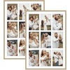 image:imageGolden State Art 4x6 Aluminum Collage Frame Displays 6x4 Pictures With 2 Openings Mat or One 8x10 Photo Real Glass PortraitLandscape WallTabletop Display Gold 1 PackGold
