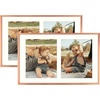 image:imageGolden State Art 4x6 Aluminum Collage Frame Displays 6x4 Pictures With 2 Openings Mat or One 8x10 Photo Real Glass PortraitLandscape WallTabletop Display Gold 1 PackRose Gold