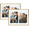 image:imageGolden State Art 4x6 Aluminum Collage Frame Displays 6x4 Pictures With 2 Openings Mat or One 8x10 Photo Real Glass PortraitLandscape WallTabletop Display Gold 1 PackGold