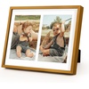 image:imageGolden State Art 4x6 Aluminum Collage Frame Displays 6x4 Pictures With 2 Openings Mat or One 8x10 Photo Real Glass PortraitLandscape WallTabletop Display Gold 1 PackBronze