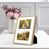 image:imageGolden State Art 4x6 Aluminum Collage Frame Displays 6x4 Pictures With 2 Openings Mat or One 8x10 Photo Real Glass PortraitLandscape WallTabletop Display Gold 1 PackGold