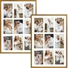 image:imageGolden State Art 4x6 Aluminum Collage Frame Displays 6x4 Pictures With 2 Openings Mat or One 8x10 Photo Real Glass PortraitLandscape WallTabletop Display Gold 1 PackBronze