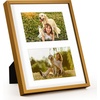 image:imageGolden State Art 4x6 Aluminum Collage Frame Displays 6x4 Pictures With 2 Openings Mat or One 8x10 Photo Real Glass PortraitLandscape WallTabletop Display Gold 1 PackBronze