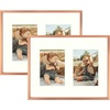 image:imageGolden State Art 4x6 Aluminum Collage Frame Displays 6x4 Pictures With 2 Openings Mat or One 8x10 Photo Real Glass PortraitLandscape WallTabletop Display Gold 1 PackRose Gold