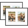 image:imageGolden State Art 4x6 Aluminum Collage Frame Displays 6x4 Pictures With 2 Openings Mat or One 8x10 Photo Real Glass PortraitLandscape WallTabletop Display Gold 1 PackBlack