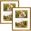 image:imageGolden State Art 4x6 Aluminum Collage Frame Displays 6x4 Pictures With 2 Openings Mat or One 8x10 Photo Real Glass PortraitLandscape WallTabletop Display Gold 1 PackBronze