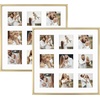 image:imageGolden State Art 4x6 Aluminum Collage Frame Displays 6x4 Pictures With 2 Openings Mat or One 8x10 Photo Real Glass PortraitLandscape WallTabletop Display Gold 1 PackGold