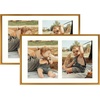 image:imageGolden State Art 4x6 Aluminum Collage Frame Displays 6x4 Pictures With 2 Openings Mat or One 8x10 Photo Real Glass PortraitLandscape WallTabletop Display Gold 1 PackBronze