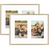 image:imageGolden State Art 4x6 Aluminum Collage Frame Displays 6x4 Pictures With 2 Openings Mat or One 8x10 Photo Real Glass PortraitLandscape WallTabletop Display Gold 1 PackGold