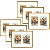 image:imageGolden State Art 4x6 Aluminum Collage Frame Displays 6x4 Pictures With 2 Openings Mat or One 8x10 Photo Real Glass PortraitLandscape WallTabletop Display Gold 1 PackBronze