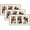 image:imageGolden State Art 4x6 Aluminum Collage Frame Displays 6x4 Pictures With 2 Openings Mat or One 8x10 Photo Real Glass PortraitLandscape WallTabletop Display Gold 1 PackGold