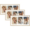 image:imageGolden State Art 4x6 Aluminum Collage Frame Displays 6x4 Pictures With 2 Openings Mat or One 8x10 Photo Real Glass PortraitLandscape WallTabletop Display Gold 1 PackGold