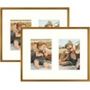 image:imageGolden State Art 4x6 Aluminum Collage Frame Displays 6x4 Pictures With 2 Openings Mat or One 8x10 Photo Real Glass PortraitLandscape WallTabletop Display Gold 1 PackBronze