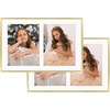 image:imageGolden State Art 4x6 Aluminum Collage Frame Displays 6x4 Pictures With 2 Openings Mat or One 8x10 Photo Real Glass PortraitLandscape WallTabletop Display Gold 1 PackGold