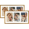 image:imageGolden State Art 4x6 Aluminum Collage Frame Displays 6x4 Pictures With 2 Openings Mat or One 8x10 Photo Real Glass PortraitLandscape WallTabletop Display Gold 1 PackBronze