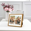 image:imageGolden State Art 4x6 Aluminum Collage Frame Displays 6x4 Pictures With 2 Openings Mat or One 8x10 Photo Real Glass PortraitLandscape WallTabletop Display Gold 1 PackBronze