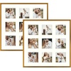 image:imageGolden State Art 4x6 Aluminum Collage Frame Displays 6x4 Pictures With 2 Openings Mat or One 8x10 Photo Real Glass PortraitLandscape WallTabletop Display Gold 1 PackBronze