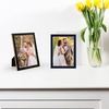 image:imageGolden State Art 5x7 Enamel Picture Frame Aluminum Gold Edge frame for 5 x 7 In Photos Real Glass Front with Easel Stand Tabletop or Wall Mount Display 4 Pack BlackampNavy Blue