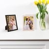 image:imageGolden State Art 5x7 Enamel Picture Frame Aluminum Gold Edge frame for 5 x 7 In Photos Real Glass Front with Easel Stand Tabletop or Wall Mount Display 4 Pack BlackampPink