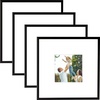 image:imageGolden State Art 8x10 Picture Frames with Mat for 5x7 Photos  Set of 4 Premium Real Glass Aluminum Frames for Wall or Tabletop Display  Modern SilverClassic Black