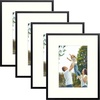 image:imageGolden State Art 8x10 Picture Frames with Mat for 5x7 Photos  Set of 4 Premium Real Glass Aluminum Frames for Wall or Tabletop Display  Modern SilverClassic Black