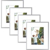 image:imageGolden State Art 8x10 Picture Frames with Mat for 5x7 Photos  Set of 4 Premium Real Glass Aluminum Frames for Wall or Tabletop Display  Modern SilverModern Silver