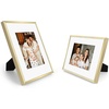 image:imageGolden State Art 8x10 Picture Frames with Mat for 5x7 Photos  Set of 4 Premium Real Glass Aluminum Frames for Wall or Tabletop Display  Modern SilverModern Gold