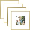 image:imageGolden State Art 8x10 Picture Frames with Mat for 5x7 Photos  Set of 4 Premium Real Glass Aluminum Frames for Wall or Tabletop Display  Modern SilverModern Gold