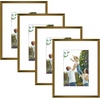image:imageGolden State Art 8x10 Picture Frames with Mat for 5x7 Photos  Set of 4 Premium Real Glass Aluminum Frames for Wall or Tabletop Display  Modern SilverVintage Bronze
